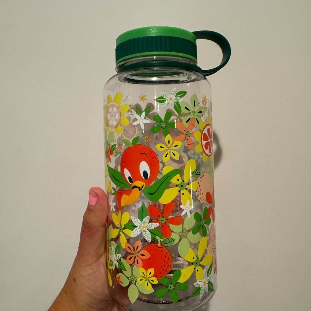 Disney parks orange bird Floral Water Bottle with Green Lid - Picture 2 of 3